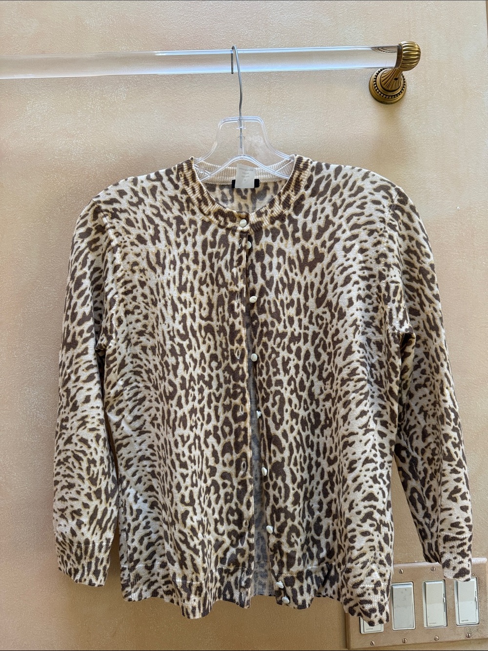 J. Crew Leopard Print Button-Front Cardigan Jacket - Brown & Cream